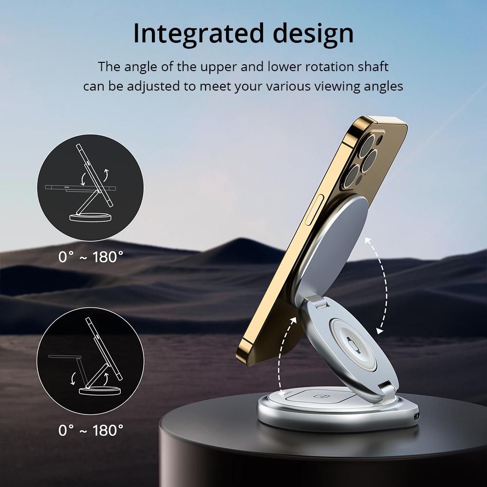 Metall 3-in-1 Kabelloses Ladegerät Faltbarer Ständer Für iPhone 14/13/15 Pro 15W Magnetisches Kabelloses Laden Für Iwatch/airpodspro
