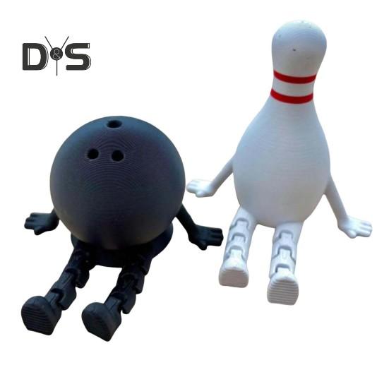 Flexible Bowling Buddy Bowling Pin Ball Desk Buddy with Articulated Legs 3D Printed Bowling Themed Ornament Gifts for Bowling Enthusiasts