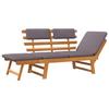 Patio Chairs 2 In 1 Garden Daybed With Cushion 190 Cm Solid Acacia Wood