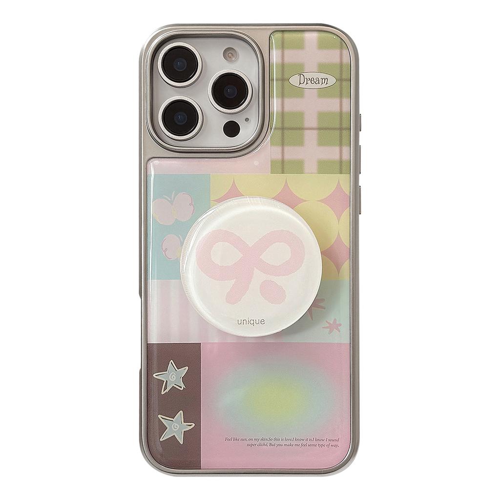 Splicing Suitable for 16 Apple 15pro Max Mobile Phone Case Iphone 14 Drop Glue 13 Bow Bracket