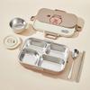 304 Stainless Steel Bento Box with Bowl Cutlery Large Capacity Divided Food Storage Container Sealed Lunchbox for Kids School