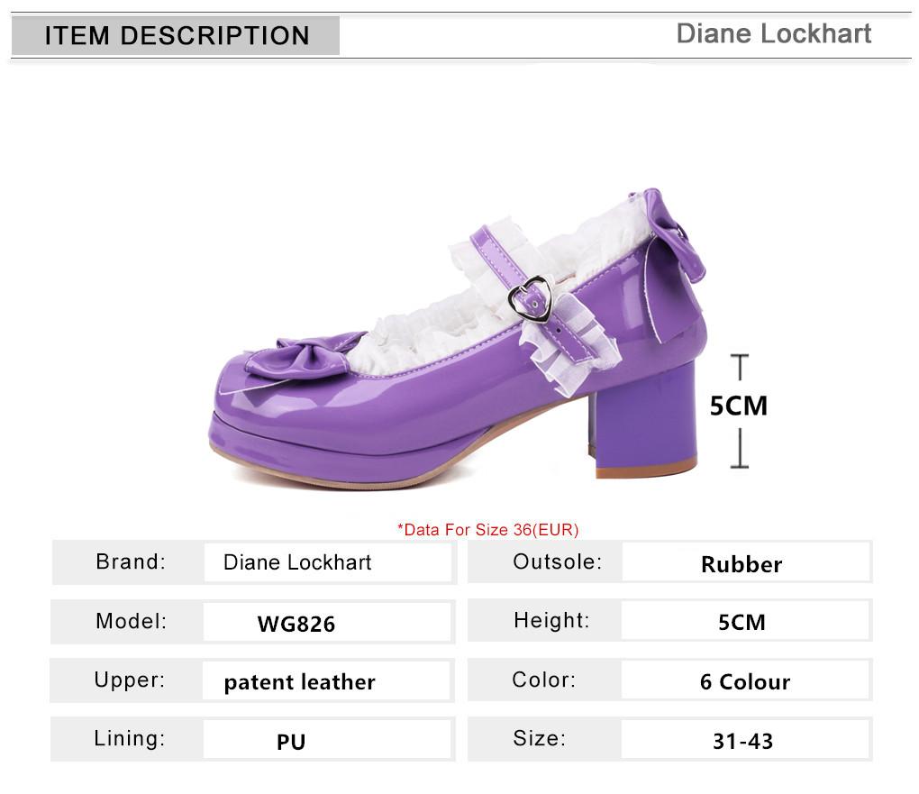 Fashion Woman Med Heel Lolita Shoes Patent Leather Cute Bow Mary Jane Pumps Bride Wedding Cosplay Party Red Pink Black Green Size 31-43
