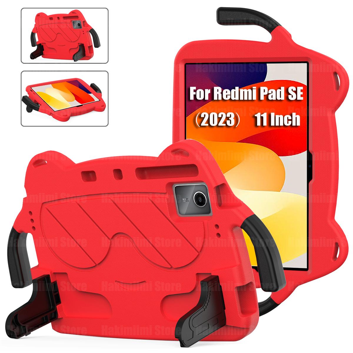 

Детский чехол для Xiaomi Redmi Pad SE (11 дюймов) 2023 с ручкой, противоударный, устойчивый к падениям, чехол Bring support для Redmi Pad SE 11 2023 Redmi Pad SE красный