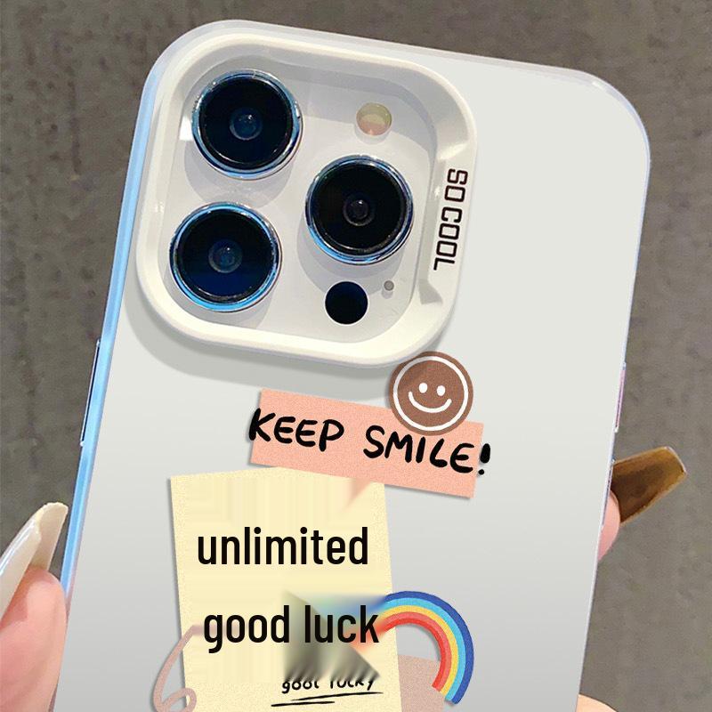 Good Luck Sticker for iPhone 13/14/16 Pro, 15 Pro Max, and 17 Cases - Apple Silver