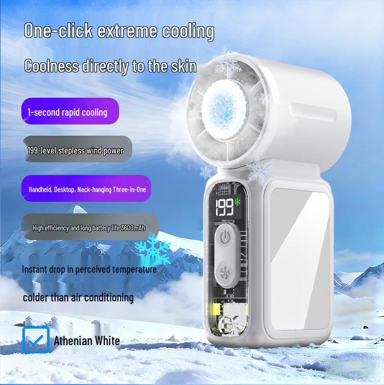 

New Style High-Speed USB Handheld Neck Fan: 199 Gear Large Wind Outdoor Cooling 89*43*35.5mm белый