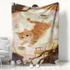 Cartoon Cute Cat Pattern Flannel Printed Blanket Suitable for All Seasons Suitable for Living Room Office Sofa and Travel