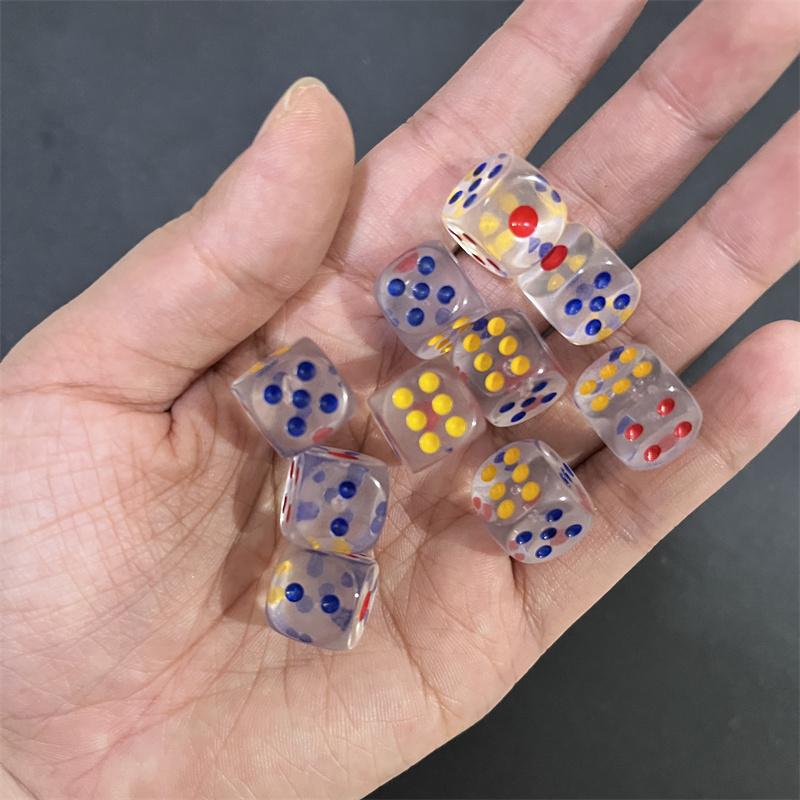 Mini Set de Dés Transparent Clair 12 mm - 16 Couleurs Petite Taille Pour Jeux de Société et JDR