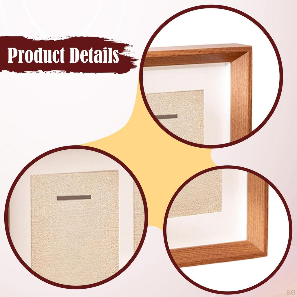Double Medals Display Case Box Gifts Tabletop Decor Collectible Photo Frame Wood for Patches Runners