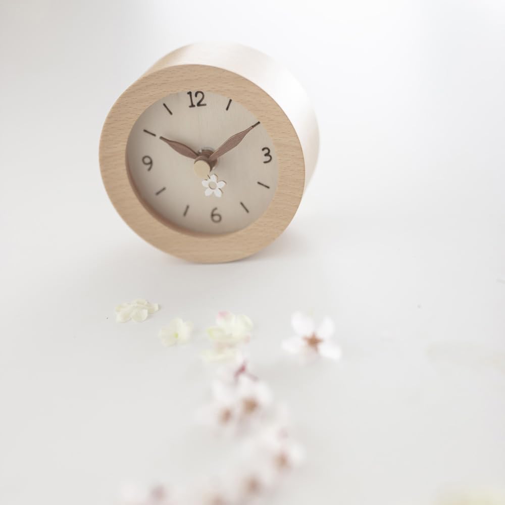 Vanilleholz Rund Stille Uhr Tisch x x Holz Wohnzimmer Skandinavischer Stil [Banana Kobo] Uhr/Wanduhr, Leise, 9.8 9.8 5cm, 150g, Leicht,