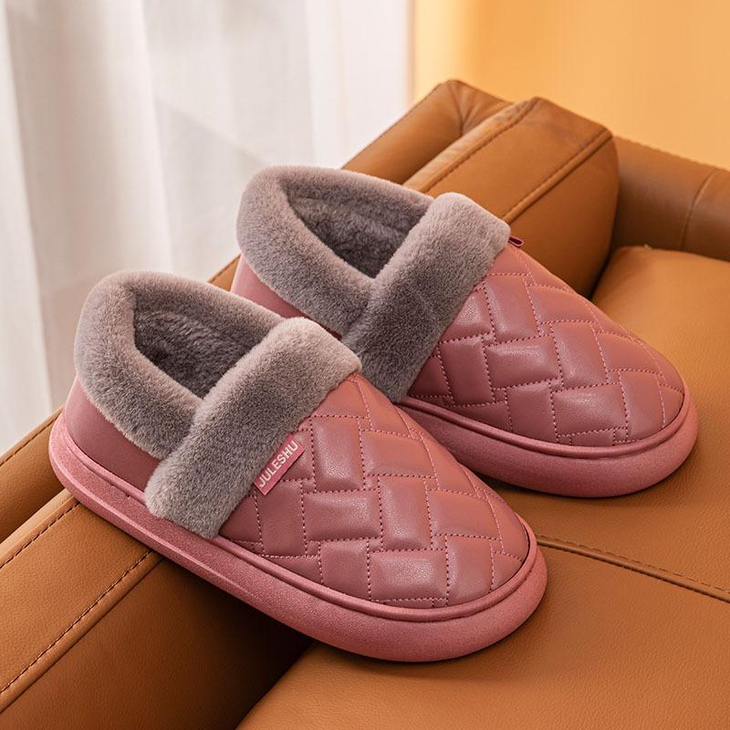 pu waterproof cotton shoes for women's new winter warm and non-slip cotton scoop for the elderly, one pedal for women's shoes, winter velvet for women