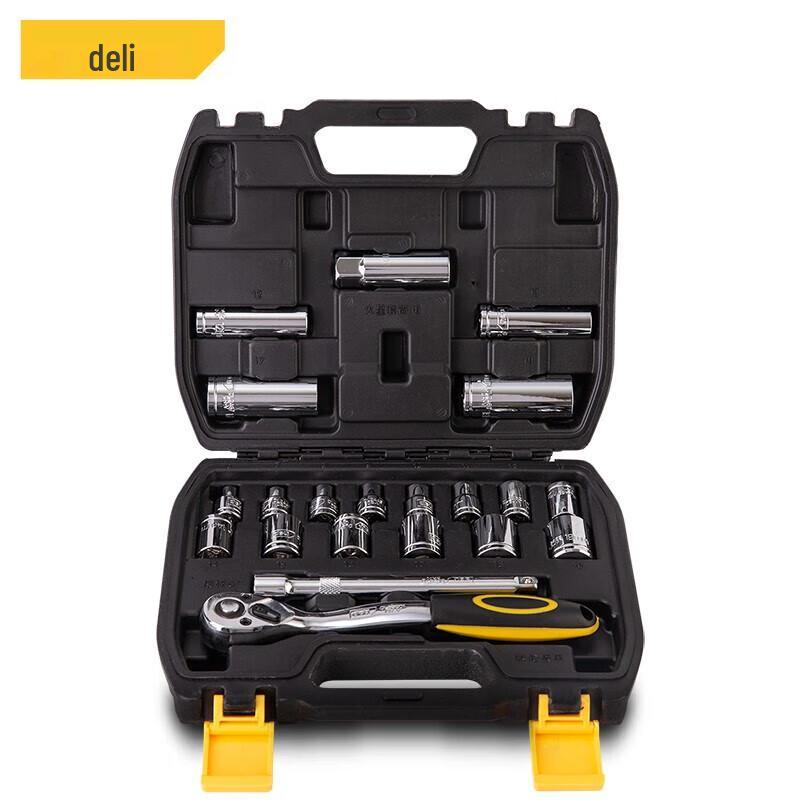 Deli DL1021T Portable Ratchet Socket Wrench Tool Set