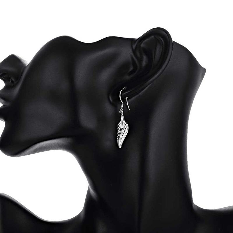 New Arrival 925 Silver Feather Drop Earring For Women Wedding Jewelry