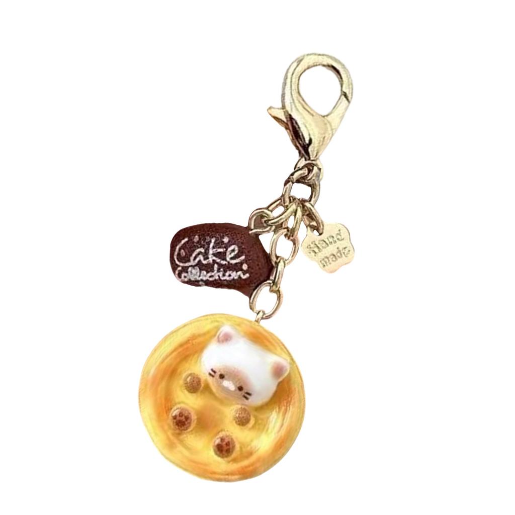 Original Egg Tart Buckle Keychain Unique Creative Designs Sturdy Alloy Resin Materials for Backpack Decoration