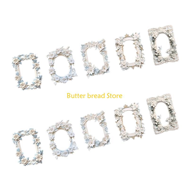 W89C 10Sheets Vintage Embossed Cutout Frame Collage Cards Scrapbooking Background Collage Paper for Journaling Paper Craft