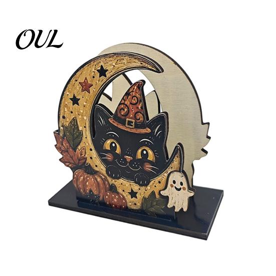 Cute Owl Table Decor Halloween Wood Napkin Holder, Rustic Ghost Skeleton Pumpkin Dispenser, Vertical Holder Vintage Tabletop Standing Tissue