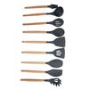 9Pcs Set Silicone Kitchenware Kit NonStick Cooking Utensils Baking Tool with Wooden Handle