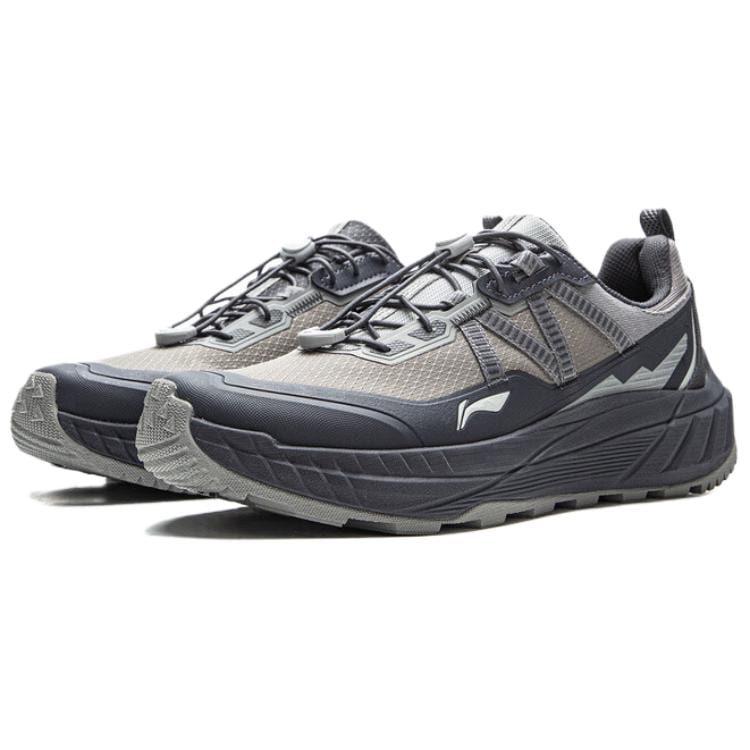 Li Ning Textile, TPU Low top Casual Trail Running Shoes Men's Rubble Gray Ebony Black ARSV161-4