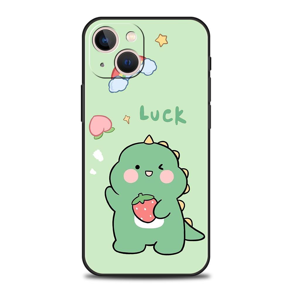 Cute Dinosaur Bear Couple Luxury Phone Case For iPhone 11 12 13 14 15 16 Pro Max Mini X XR XS 7 8 Plus SE Cover Black Funda