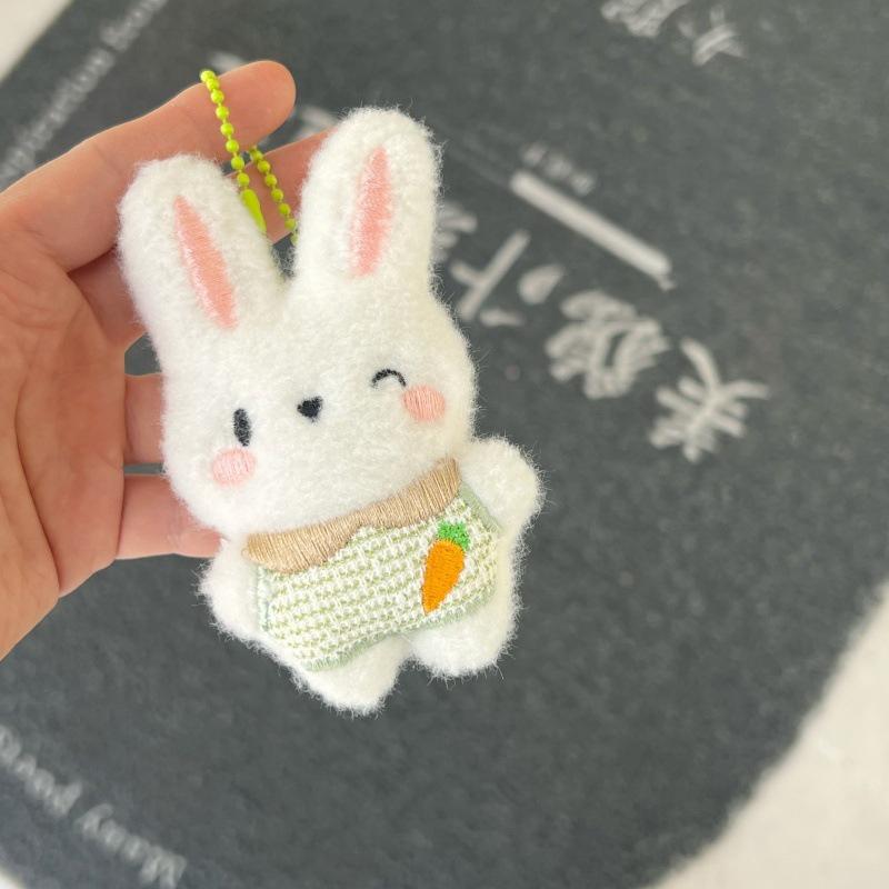 Cartoon Plush Bunny Toys Cute Stuffed Rabbit Doll Keychain Car Key Holder School Bag Pendant For Girl Birthday Gifts