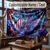Custom Name Flannel Throw Blanket Atletico Madrid FC Pattern Warm Home Decoration