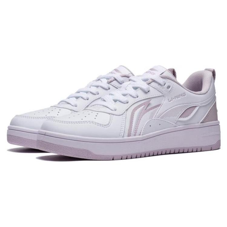 Li Ning Shiyi Slip Resistant Lightweight Abrasion Resistant Low Top Skateboard Shoes Women's White Purple AGCT342-1