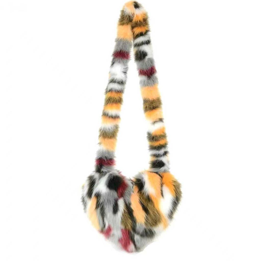 Oblique Love Bag Women'S Plush Large Bag Imitation Raccoon Hair Oblique Span Bag Large Capacity Personalized Fashion Women'S Shoulder Bag