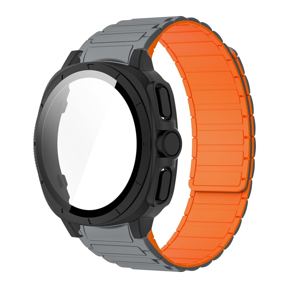 PC Case+Strap Upgrade To Ultra 47mm for Samsung Galaxy Watch 7 40mm 44mm No Gaps Silicone Magnetic Band PC Tempered Glass Screen