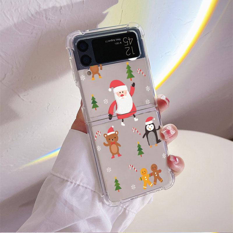 

Cute Cartoon Doll Christmas Coque for Samsung Galaxy Z Flip 4 Z Flip 3 5G ZFlip4 ZFlip3 Flip4 Flip3 Clear TPU Silicone Case Samsung Z Flip 3 5G
