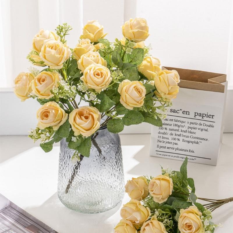 9Heads/1 Bouquet Artificial Silk Rose Flowers Bride Flower for Wedding Party Home Decoration1 Vintage Rose/bunga Rose/bu