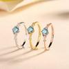 Blue Moissanite and Small Diamond Pave Ring In 925 Silver - Women's Light Luxury Gemstone Index Ring