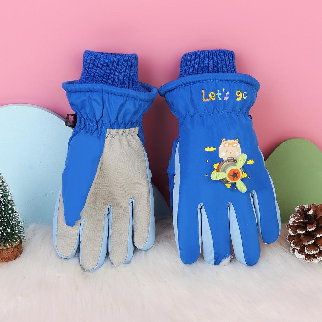 Children's Winter Ski Gloves: Thick, Cold-Proof, Waterproof, Windproof, Non-Slip, Warm Cotton for Ages 3-17.