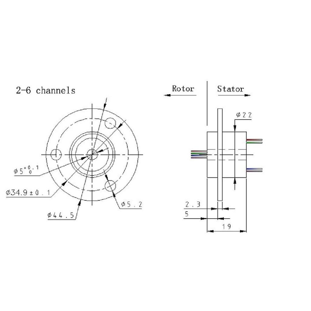 2/4/6/12 Channels 2A Hollow Shaft Slip Ring Rotation Connector with 5mm Hole rings for Camera Gimbal / Ferris wheel Rings