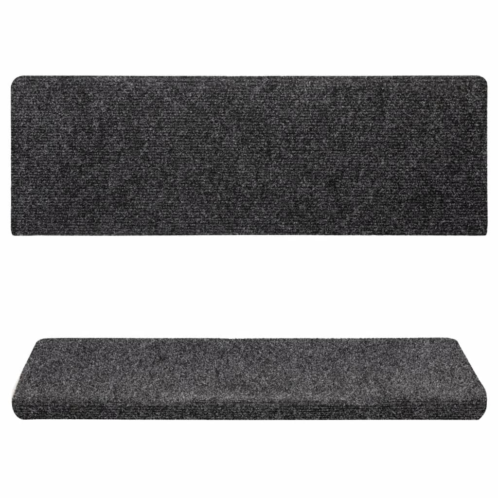 Vidaxl Maty Na Schody Samoprzylepne 15 Szt. 65X21X4 Cm Szare, Prostokątne Krawędzie