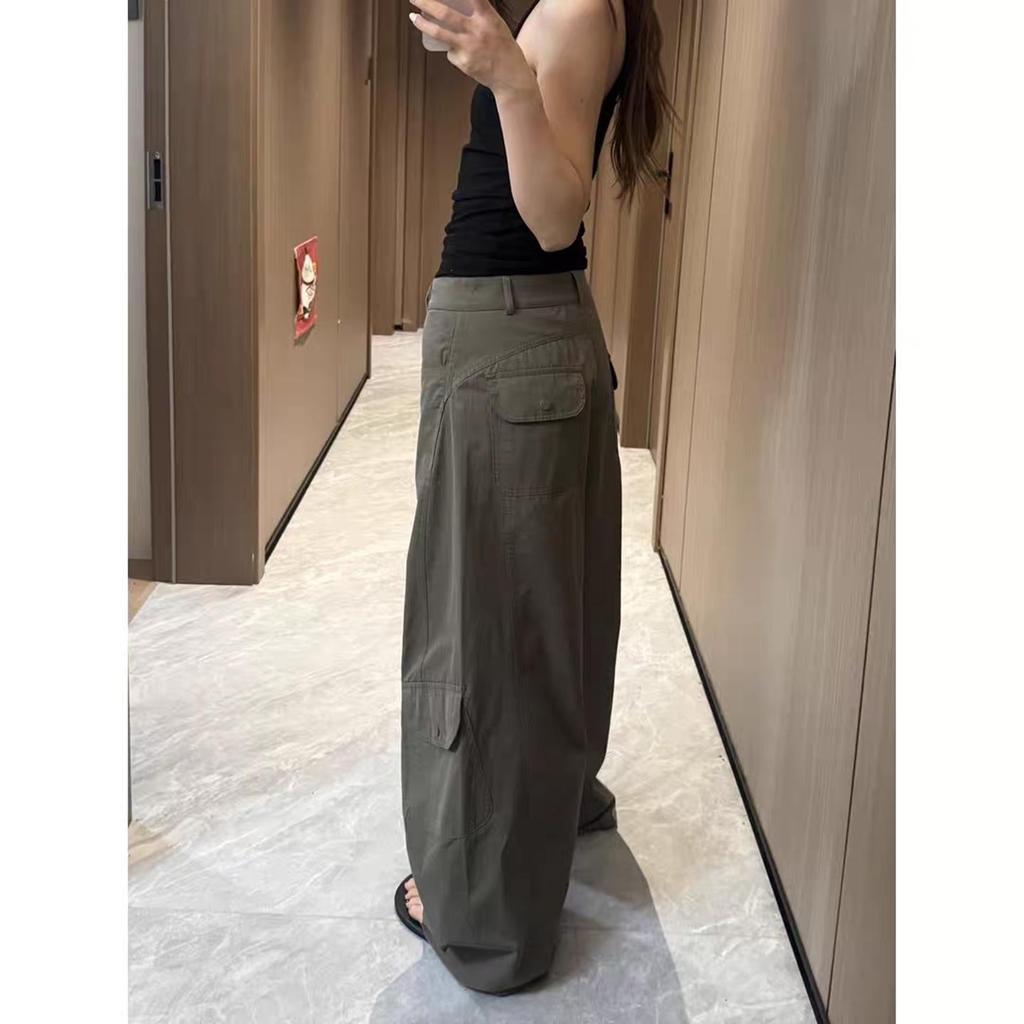 2026 Spring/Autumn Plus Size Women's American Hot Girl Cargo Pants - Casual, Loose, Versatile Wide-Leg Style