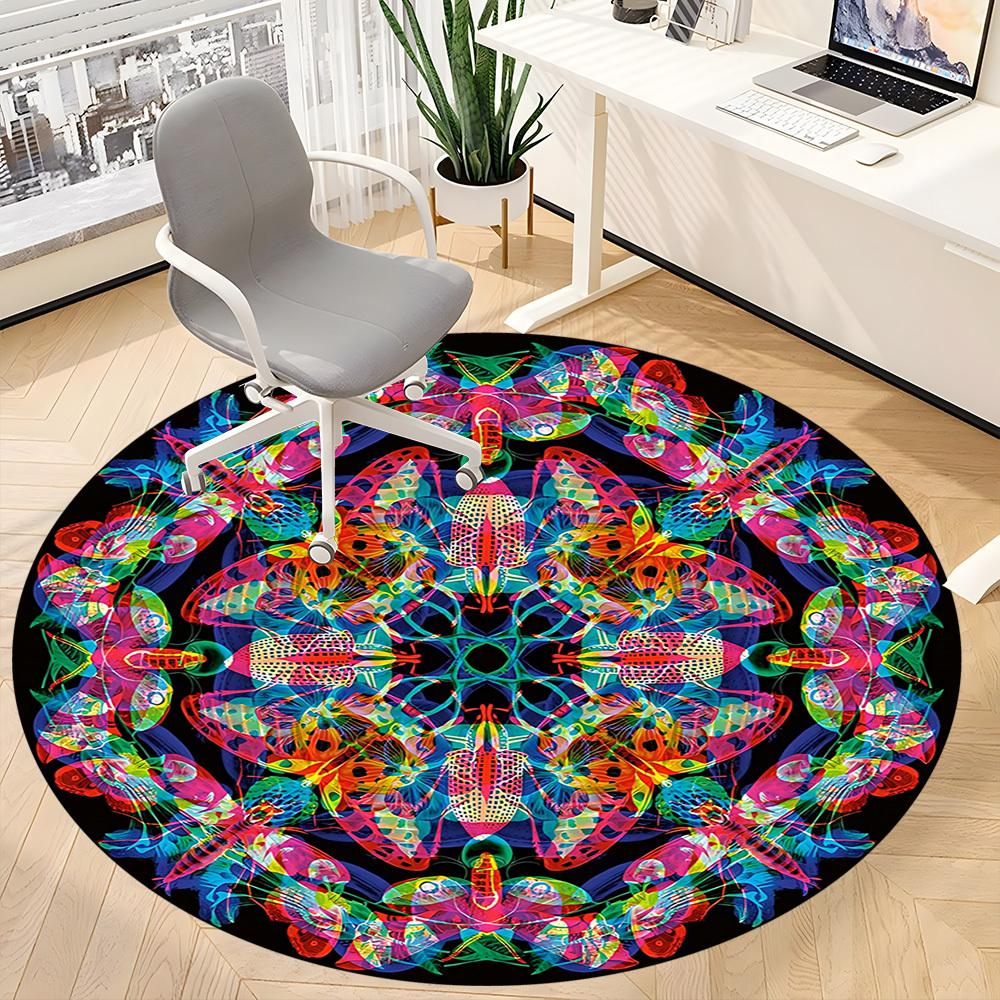 1pc Butterfly Kaleidoscope Chair Carpet for Office - Durable, Ideal for Chair Mats, Stylish & Functional Decorative Rug yy260130096