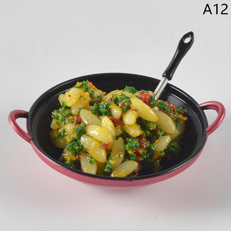 Dollhouse Miniature Diy Accessories Cooking Pot With Food Kitchen Utensils Model