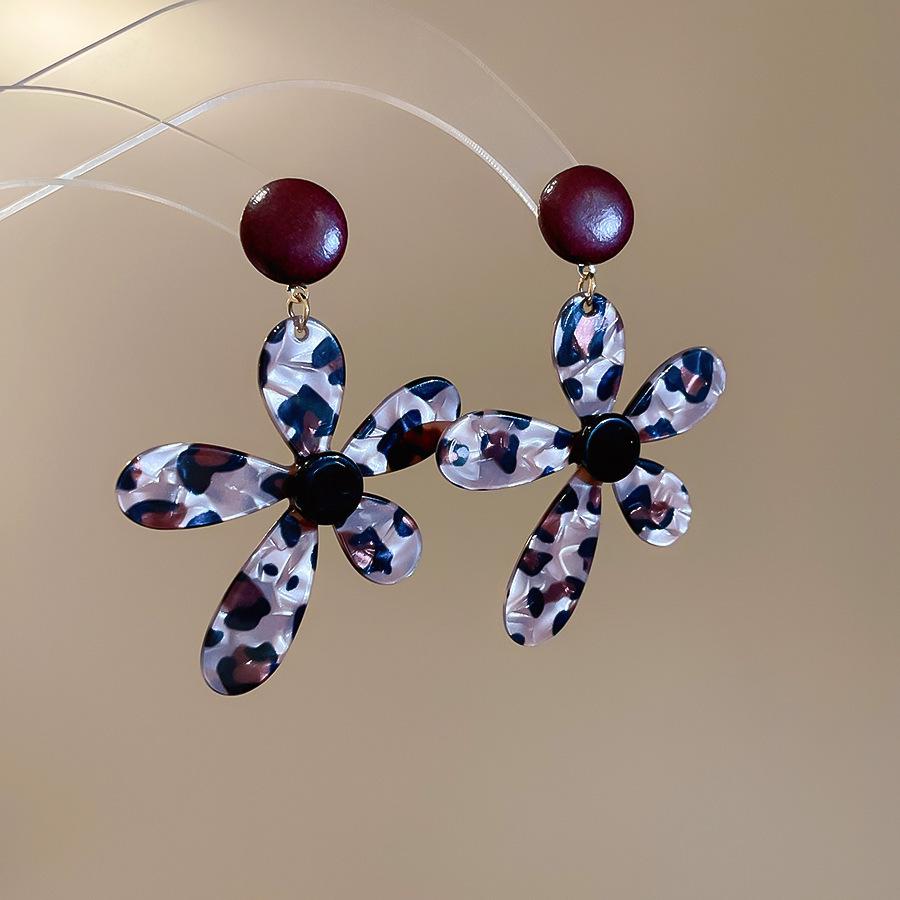 High-End Retro Leopard Print Herzohrringe - Silber Stecker Nische Maillard Stil für Damen