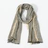 New men's Vertical Striped Scarf Distressed Wraps Soft Cotton Fringe Scarves