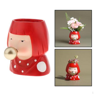 Cartoon Figure Resin Flowerpot Mini Planter Desk Tabletop Ornament for Decoration