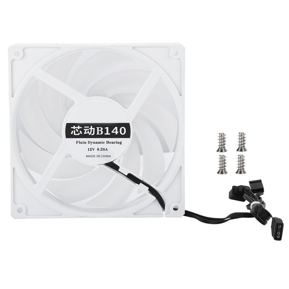 14cm 2000RPM Cooling Fan Low Noise Cooler 4‑Pin PWM Header Interface for ARGB Desktop ComputerWhite