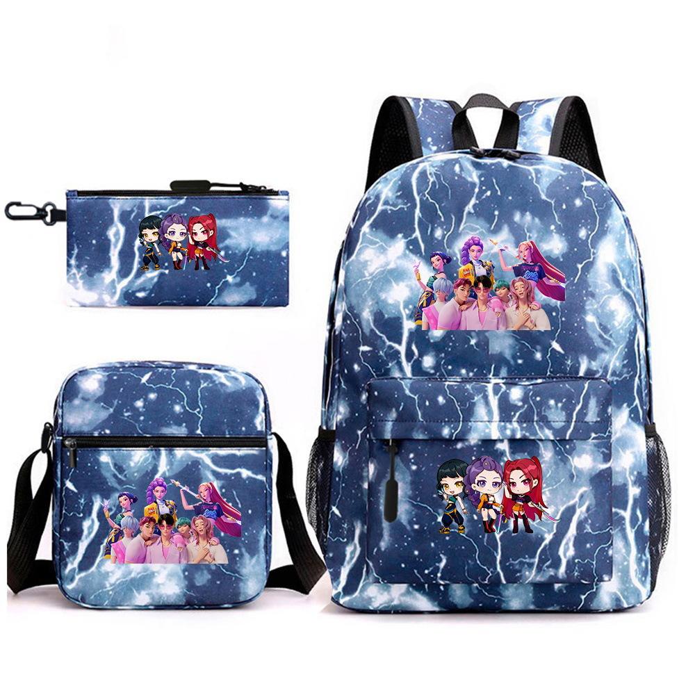 Demon Hunter Girl Group Backpack Kpop Backpack Digital Color Printing Boys And Girls School Bag Shoulder Bag Three-Piece Set