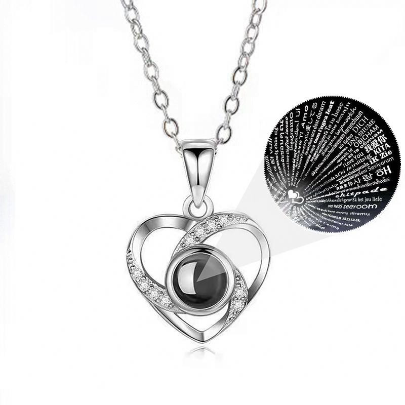 1PC 100 Languages Personalized Anniversary Custom Photo Projection Necklace Wedding Multiple Options Available