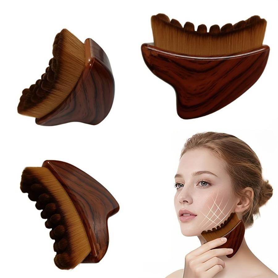 1PC Facial Massage Brush, Angled Handle Soft Bristles, Gentle Manual Scrubber for Daily Skincare, Smooth Contouring Tool