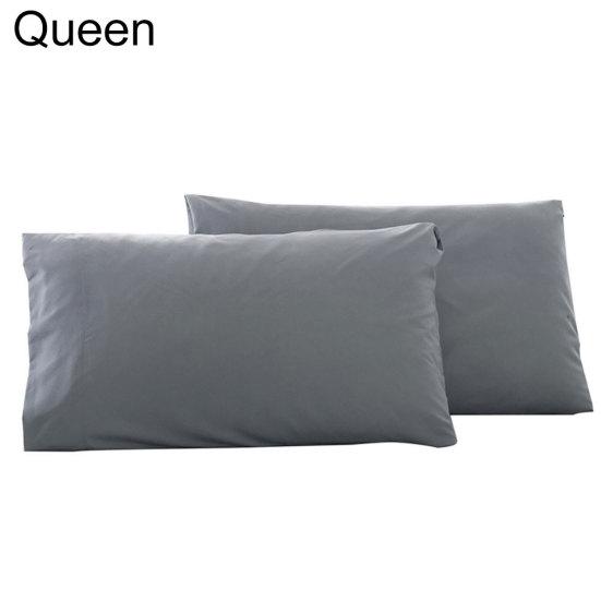 2Pcs Solid Color King Queen Pillow Case Home Bedroom Bed Cushion Cover