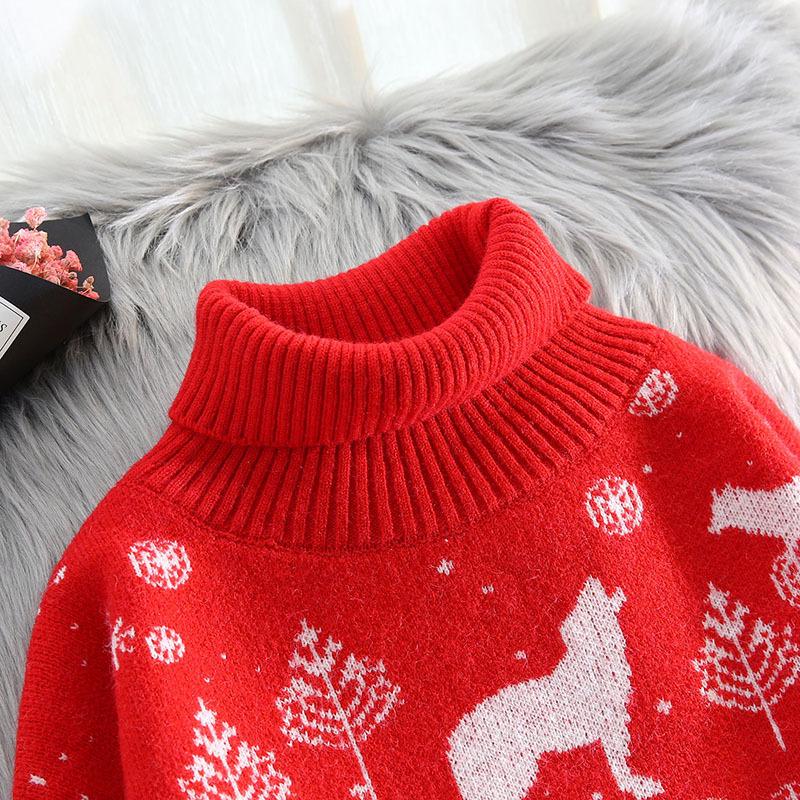 Women's Retro Hong Kong Style High Neck Sweater - Autumn/Winter Loose Fit, Thick and Cozy Christmas Design