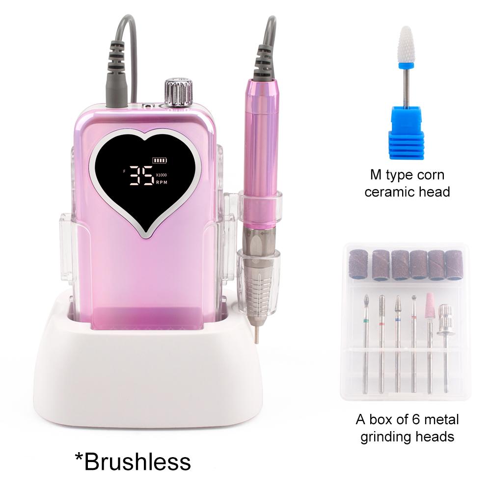 

BEPAN Brushless Plating Pink Handpiece 35000RPM Portable Nail Drill Machine File Acrylic Gel Nails Salon Use UK