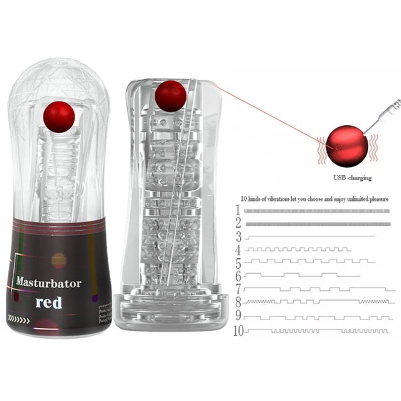 Silicone Aircraft Cup Penis Masturbation Cup for Men Vibration Blowjob Sucking Machine Transparent Soft Pussy Adult Sex Toy