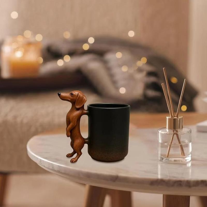 Handmade Dachshund Mug Cute 3D Dachnut Handle Coffee Cup Unique Dog Coffee Mugs Gift For Dogs Owner And Pet Lover Collection
