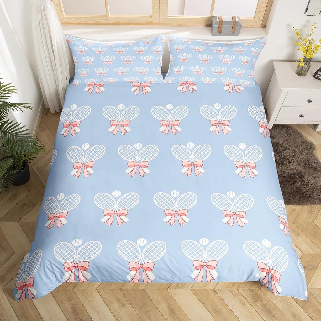 Comforter Tennis Court Twin Queentennis Competition Sports Game Grassland Comforter Geometric White Stripes Bedding Set