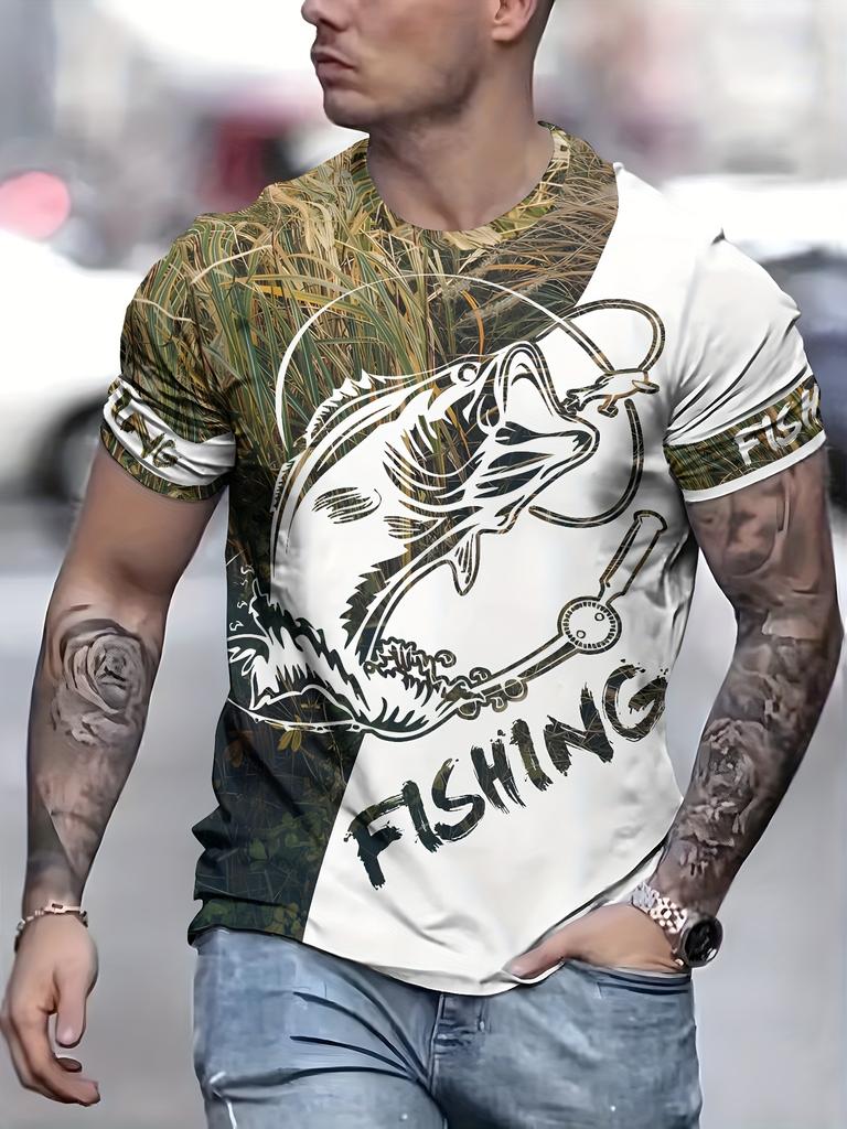 Men's Fishing Shirt Summer T Shirt Short Sleeve Tee Top Men T-Shirt Harajuku Casual T Shirt Men Round Neck Tops Fishing T-Shirts